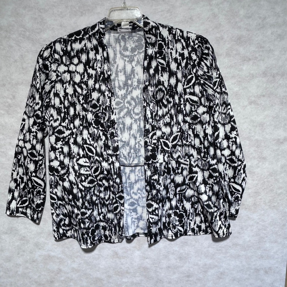 Bon Worth Women's Floral Print 3/4 Sleeve Open‎ Front Cardigan/Jacket Large